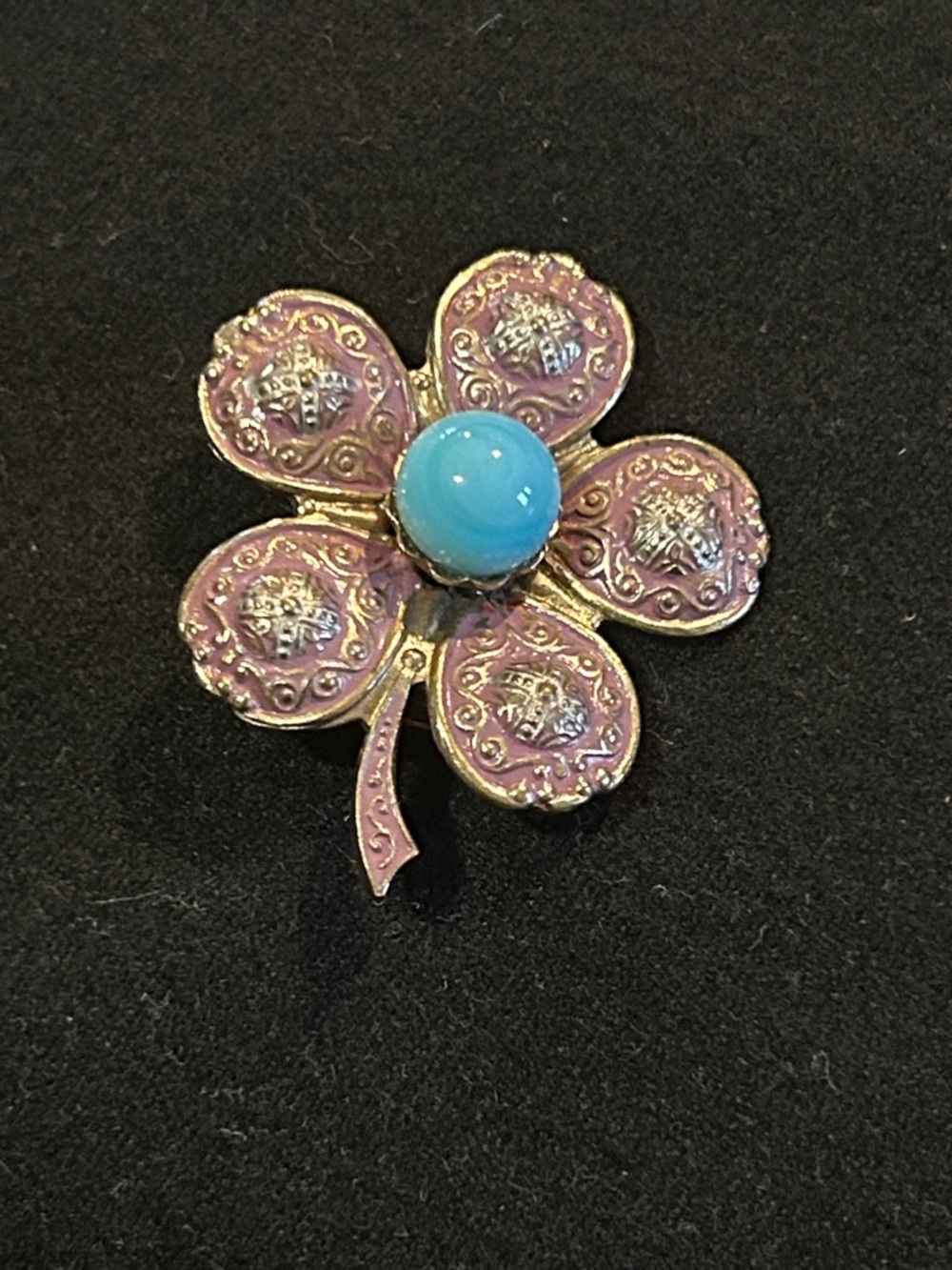 Floral Enamel & Turquoise-Accent Brooch Spain